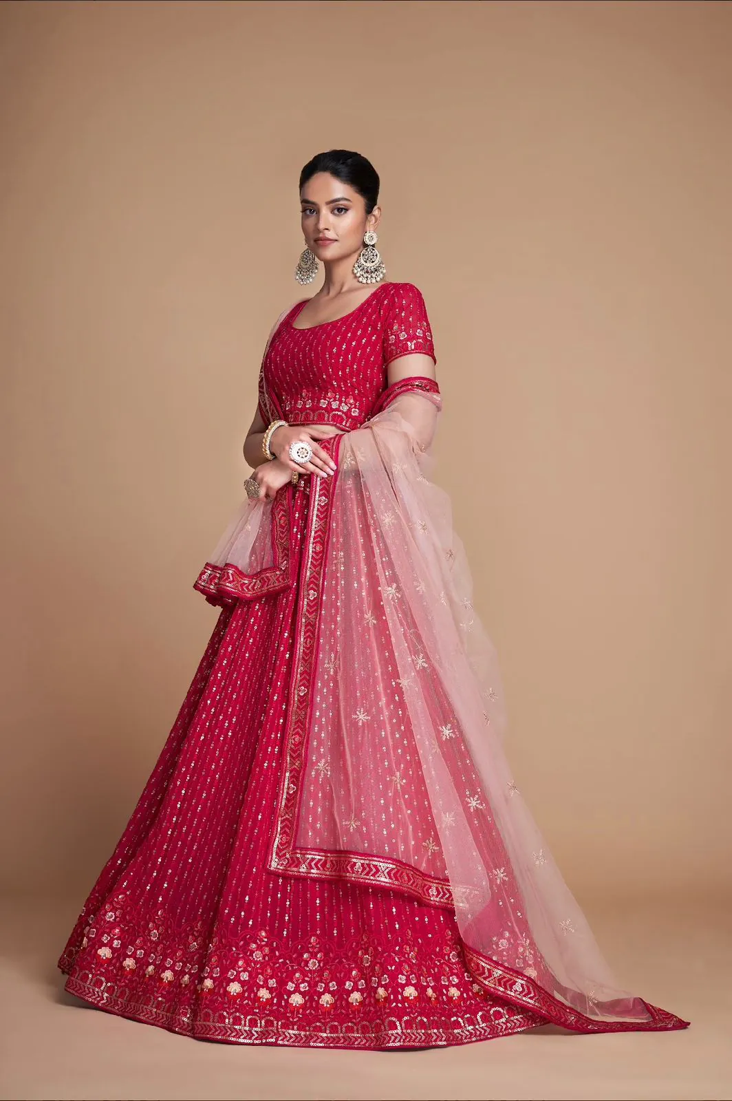RC 247 Red Color Heavy Georgette Embroidery Sequins Lehenga Choli Casual, Party Wedding, Festive, Events Etc. Delivery  4-6 Working Days 4999/- | Lehenga, Bollywood Lehenga, Creative Lehenga, Designer Lehenga, Embroidered Lehenga, Party Wear Lehenga