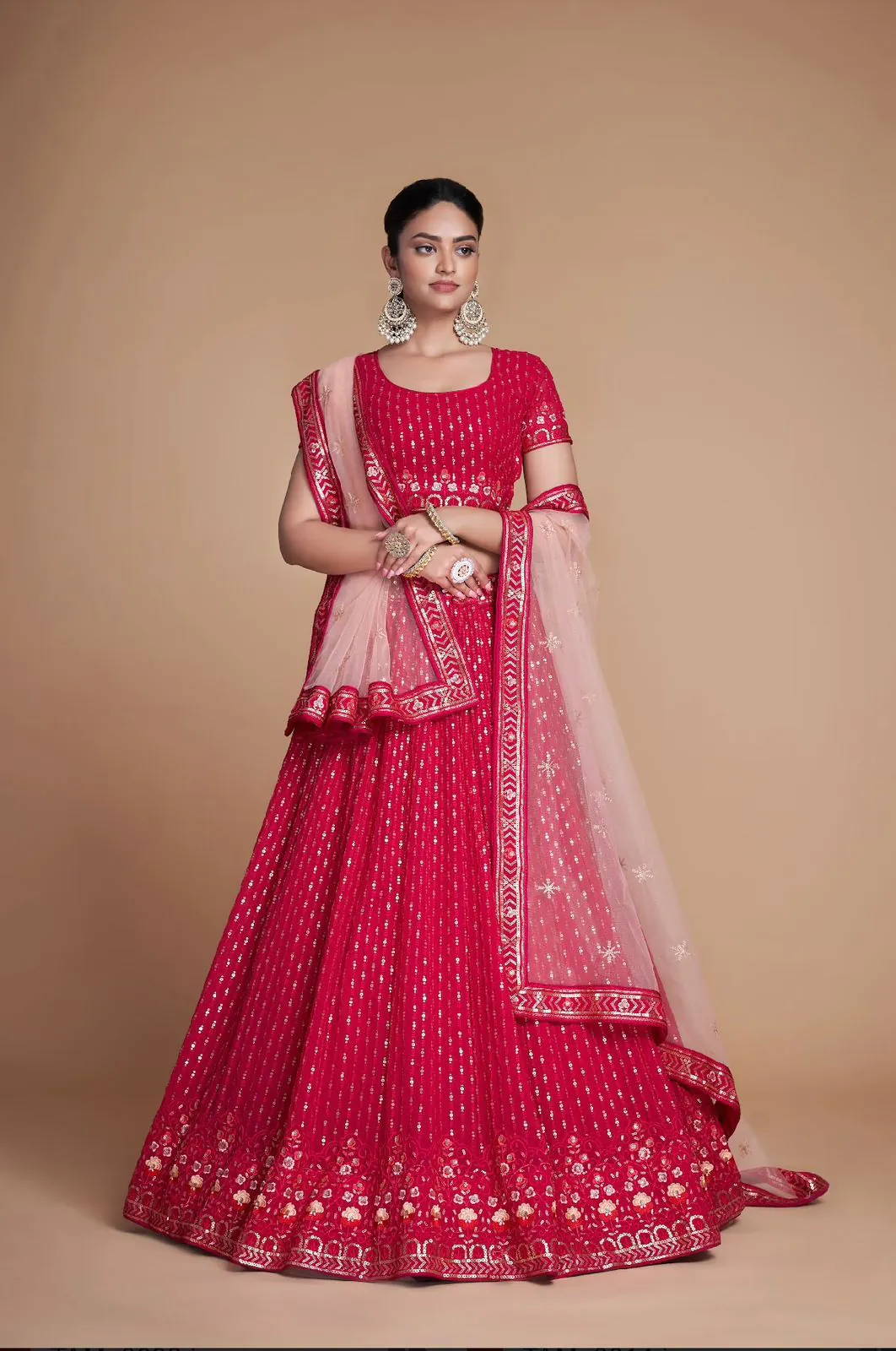RC 247 Red Color Heavy Georgette Embroidery Sequins Lehenga Choli Casual, Party Wedding, Festive, Events Etc. Delivery  4-6 Working Days 4999/- | Lehenga, Bollywood Lehenga, Creative Lehenga, Designer Lehenga, Embroidered Lehenga, Party Wear Lehenga