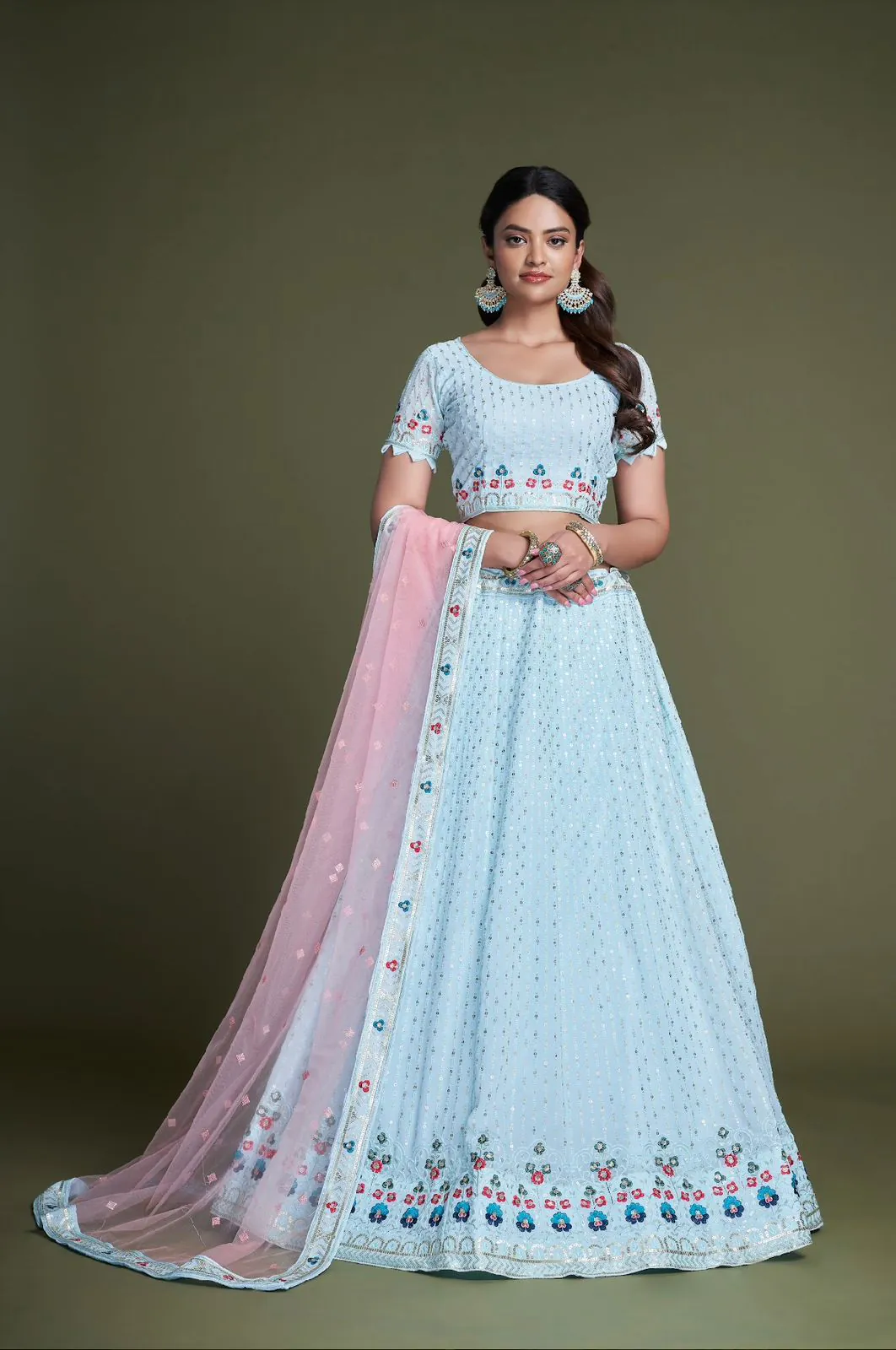 RC 247 sky Blue Color Heavy Georgette Embroidery Sequins Lehenga Choli Casual, Party Wedding, Festive, Events Etc. Delivery  4-6 Working Days 4999/- | Lehenga, Bollywood Lehenga, Creative Lehenga, Designer Lehenga, Embroidered Lehenga, Party Wear Lehenga