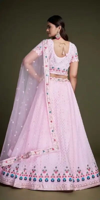 RC 247 Pink Color Heavy Georgette Embroidery Sequins Lehenga Choli Casual, Party Wedding, Festive, Events Etc. Delivery  4-6 Working Days 4999/- | Lehenga, Bollywood Lehenga, Creative Lehenga, Designer Lehenga, Embroidered Lehenga, Party Wear Lehenga