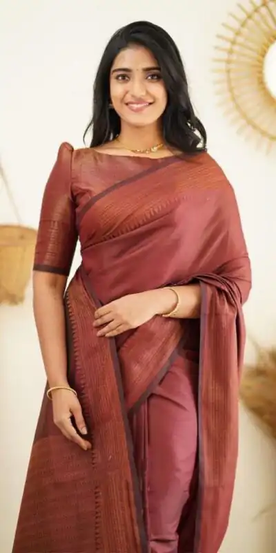 KP 4068 Brown Color Soft Lichi Silk Cloth Rich Pallu All Over Saree Events Casual, Wedding, Festive, Events Etc. Expected Delivery  4-6 Working Days @1349/- | Sarees, Bollywood Sarees, Creative Sarees, Designer Sarees, Embroidered Sarees, Ethnic Saree, Modern Digital sarees, Party Wear Sarees