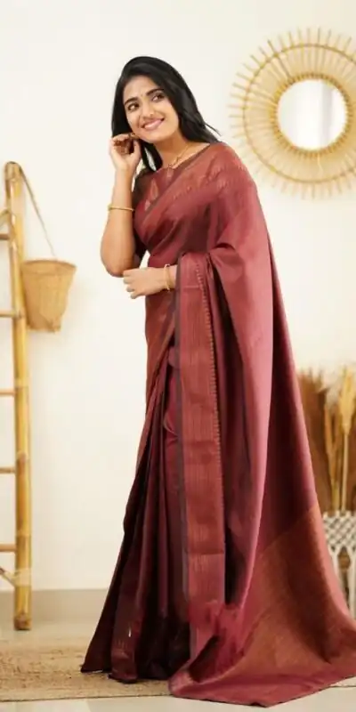 KP 4068 Brown Color Soft Lichi Silk Cloth Rich Pallu All Over Saree Events Casual, Wedding, Festive, Events Etc. Expected Delivery 4-6 Working Days @1349/- | Sarees, Bollywood Sarees, Creative Sarees, Designer Sarees, Embroidered Sarees, Ethnic Saree, Modern Digital sarees, Party Wear Sarees