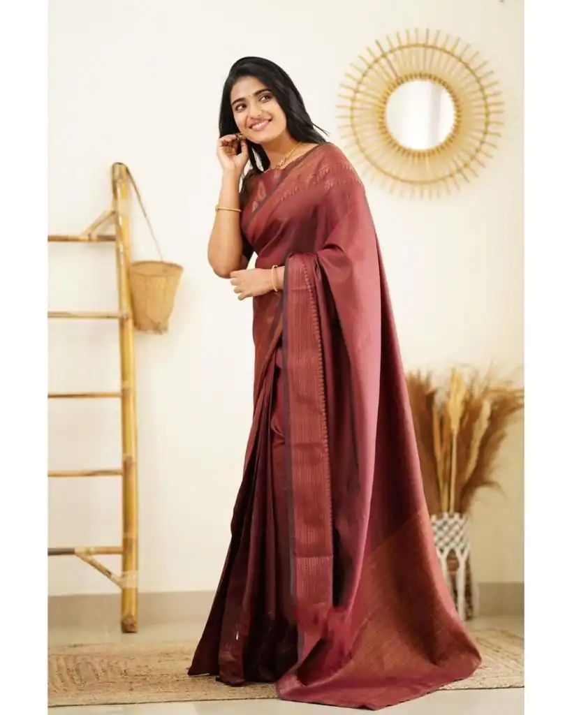 KP 4068 Brown Color Soft Lichi Silk Cloth Rich Pallu All Over Saree Events Casual, Wedding, Festive, Events Etc. Expected Delivery  4-6 Working Days @1349/- | Sarees, Bollywood Sarees, Creative Sarees, Designer Sarees, Embroidered Sarees, Ethnic Saree, Modern Digital sarees, Party Wear Sarees