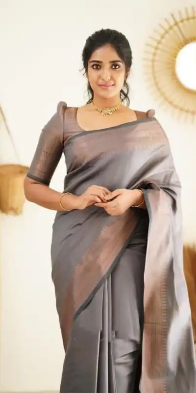 KP 4068 Grey Color Soft Lichi Silk Cloth Rich Pallu All Over Saree Events Casual, Wedding, Festive, Events Etc. Expected Delivery  4-6 Working Days @1349/- | Sarees, Bollywood Sarees, Creative Sarees, Designer Sarees, Embroidered Sarees, Ethnic Saree, Modern Digital sarees, Party Wear Sarees