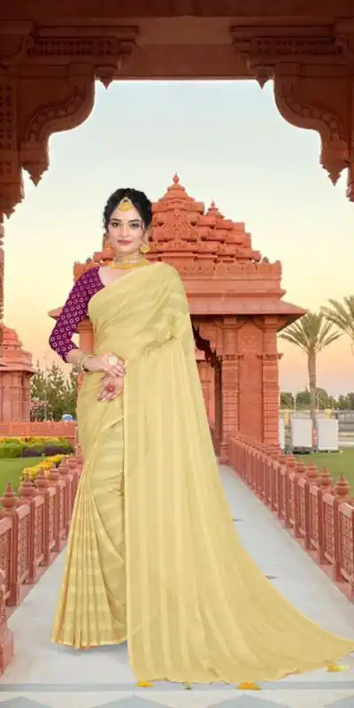 RS Yellow Color Georgette Chiffon Multiple Zari Pata Design Saree Casual, Party, Wedding, Festive, Events Etc.  Expected Delivery  4-6 Working Days @1599/- | Sarees, Bollywood Sarees, Creative Sarees, Designer Sarees, Embroidered Sarees, Ethnic Saree, Modern Digital sarees, Party Wear Sarees