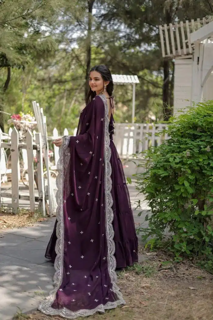  DC G38 Purple Color Garget With Full Sleeves Fancy lace Gown Casual, Wedding, Party, Festive, Events Etc. Expected Delivery 4-6 Working Days @1999/- | Gowns, Bollywood Gowns, Creative Gowns, Designer Gowns, Embroidered Gowns, Party Wear Gowns