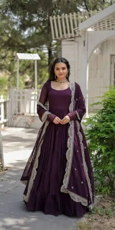  DC G38 Purple Color Garget With Full Sleeves Fancy lace Gown Casual, Wedding, Party, Festive, Events Etc. Expected Delivery 4-6 Working Days @1999/- | Gowns, Bollywood Gowns, Creative Gowns, Designer Gowns, Embroidered Gowns, Party Wear Gowns