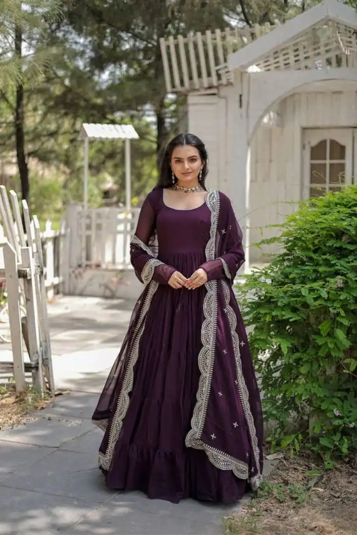  DC G38 Purple Color Garget With Full Sleeves Fancy lace Gown Casual, Wedding, Party, Festive, Events Etc. Expected Delivery 4-6 Working Days @1999/- | Gowns, Bollywood Gowns, Creative Gowns, Designer Gowns, Embroidered Gowns, Party Wear Gowns