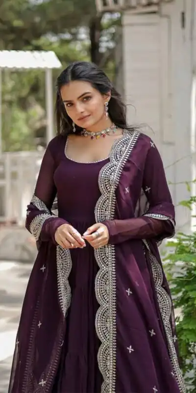 DC G38 Purple Color Garget With Full Sleeves Fancy lace Gown Casual, Wedding, Party, Festive, Events Etc. Expected Delivery 4-6 Working Days @1999/- | Gowns, Bollywood Gowns, Creative Gowns, Designer Gowns, Embroidered Gowns, Party Wear Gowns