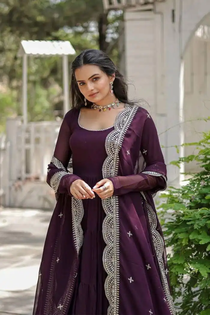  DC G38 Purple Color Garget With Full Sleeves Fancy lace Gown Casual, Wedding, Party, Festive, Events Etc. Expected Delivery 4-6 Working Days @1999/- | Gowns, Bollywood Gowns, Creative Gowns, Designer Gowns, Embroidered Gowns, Party Wear Gowns