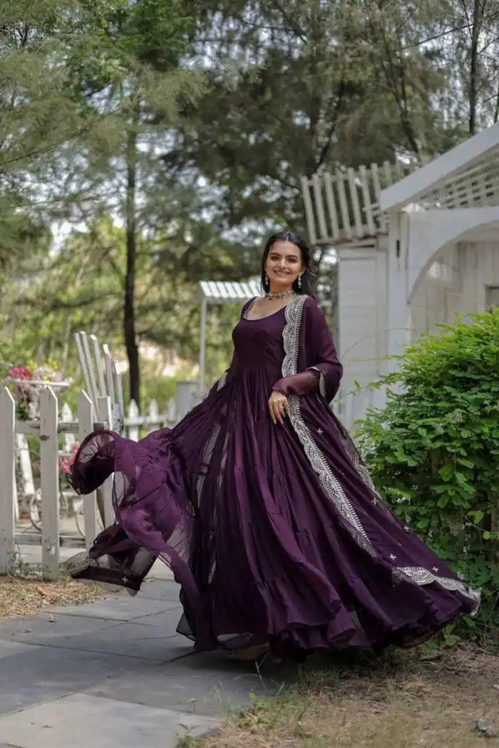  DC G38 Purple Color Garget With Full Sleeves Fancy lace Gown Casual, Wedding, Party, Festive, Events Etc. Expected Delivery 4-6 Working Days @1999/- | Gowns, Bollywood Gowns, Creative Gowns, Designer Gowns, Embroidered Gowns, Party Wear Gowns