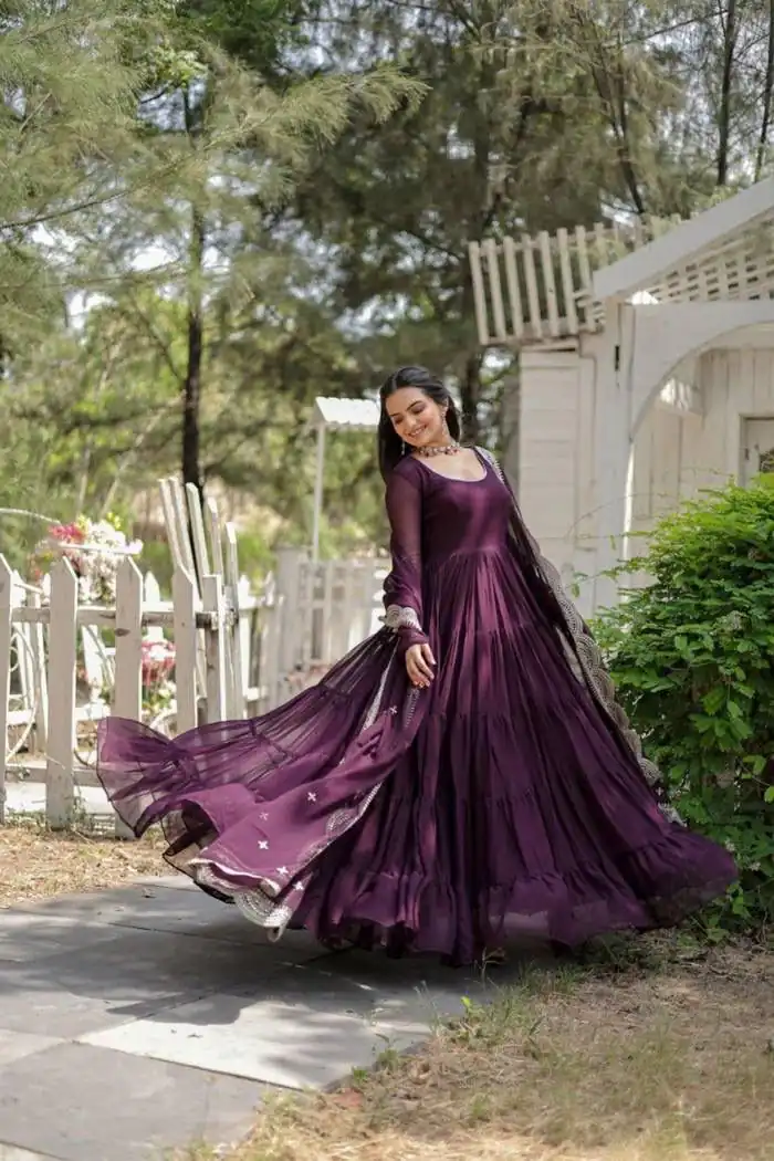  DC G38 Purple Color Garget With Full Sleeves Fancy lace Gown Casual, Wedding, Party, Festive, Events Etc. Expected Delivery 4-6 Working Days @1999/- | Gowns, Bollywood Gowns, Creative Gowns, Designer Gowns, Embroidered Gowns, Party Wear Gowns
