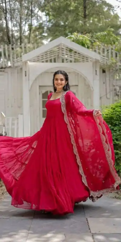  DC G38 Red Color Garget With Full Sleeves Fancy lace Gown Casual, Wedding, Party, Festive, Events Etc. Expected Delivery 4-6 Working Days @1999/- | Gowns, Bollywood Gowns, Creative Gowns, Designer Gowns, Embroidered Gowns, Party Wear Gowns