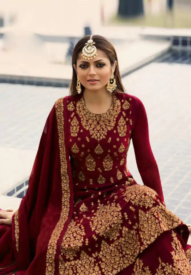 LT NITYA 3805 Red Color Georgette With Embroidery Work Sharara Suit Wedding, Festive, Party Events Etc. Expected Delivery 4-6 Working Days @2349/- | Jump Suits, Salwar suit, Designer Suits, Casual Suits, Creative suits, Palazzo Suits, Party Wear Suits, Patiala Suits, Straight Suits