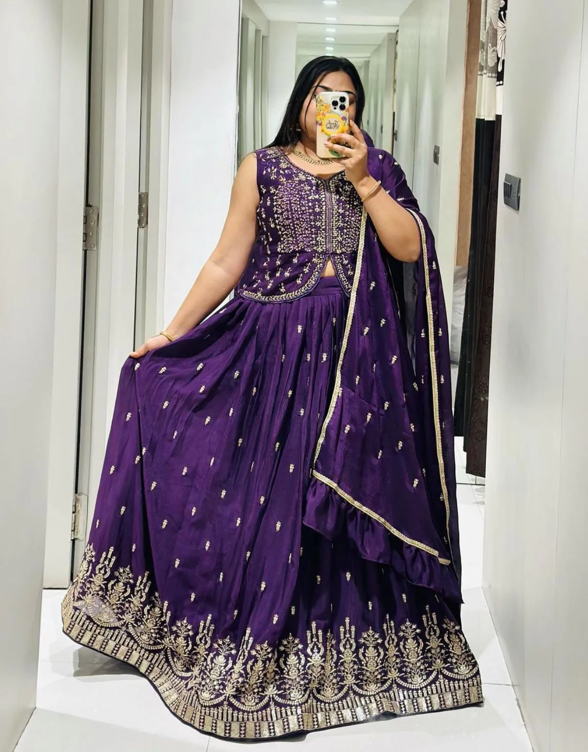 Ram-002 Violet Color Chinon Embroidery Thread Work With and Sleeve Lehenga Choli Casual, Wedding, Festive, Events Expected Delivery 4-6 Working Days @2349/- | Lehenga, Bollywood Lehenga, Creative Lehenga, Designer Lehenga, Embroidered Lehenga, Party Wear Lehenga