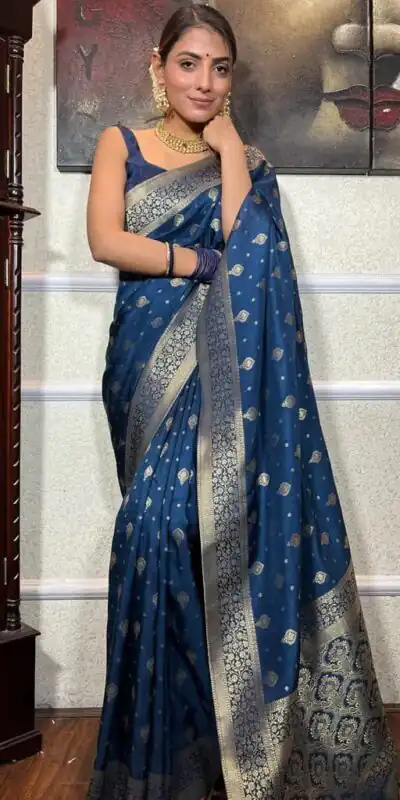 DDF 128 Blue Color Banarasi Soft Silk Extra Ordinary Design Saree Casual, Party Wear, Events, Festivals Etc. Expected Delivery 4-6 Working Days 1399/- | Sarees, Bollywood Sarees, Creative Sarees, Designer Sarees, Embroidered Sarees, Ethnic Saree, Modern Digital sarees, Party Wear Sarees