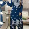 Sublime Blue Color Rayon Chain-Stitch Sequence Salwar Suit