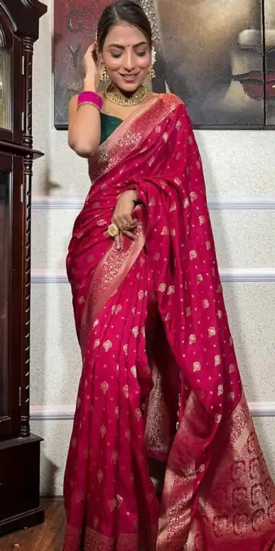 DDF 128 Pink Color Banarasi Soft Silk Extra Ordinary Design Saree Casual, Party Wear, Events, Festivals Etc. Expected Delivery 4-6 Working Days 1399/- | Sarees, Bollywood Sarees, Creative Sarees, Designer Sarees, Embroidered Sarees, Ethnic Saree, Modern Digital sarees, Party Wear Sarees