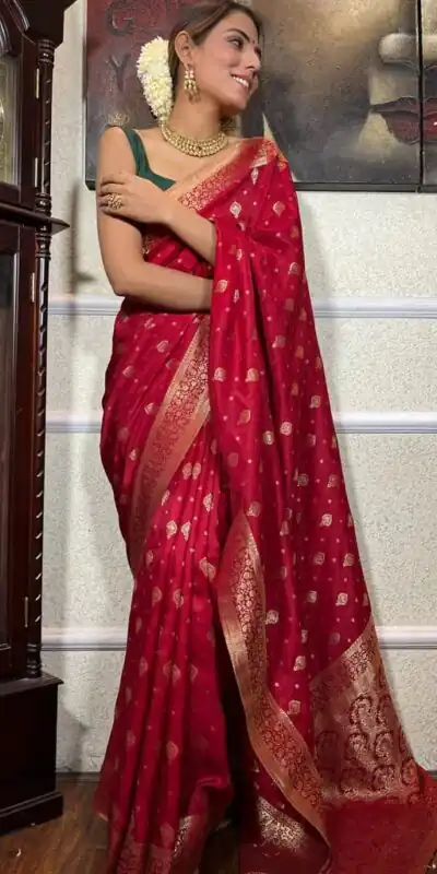 DDF 128 Red Color Banarasi Soft Silk Extra Ordinary Design Saree Casual, Party Wear, Events, Festivals Etc. Expected Delivery 4-6 Working Days 1399/- | Sarees, Bollywood Sarees, Creative Sarees, Designer Sarees, Embroidered Sarees, Ethnic Saree, Modern Digital sarees, Party Wear Sarees