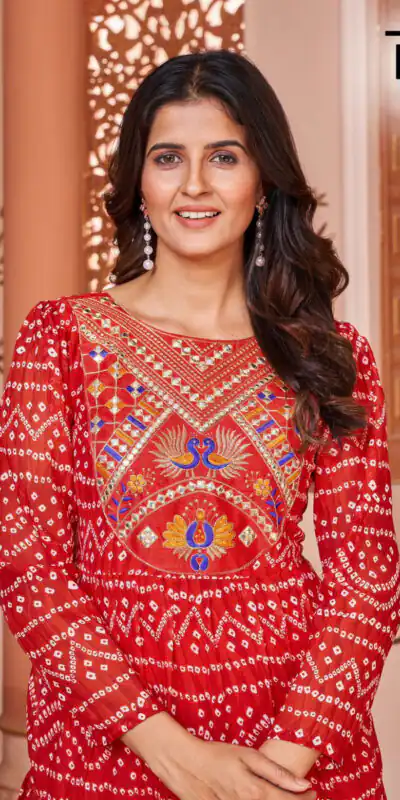 INLI Lehariya Red Color Heavy Georgette Printed Embroidery Work Gown Casual, Wedding, Party, Festive, Events Etc. Expected Delivery 4-6 Working Days @1599 / | Gowns, Bollywood Gowns, Creative Gowns, Designer Gowns, Embroidered Gowns, Party Wear Gowns