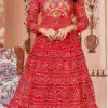 Sublime Red Color Heavy Georgette Printed Embroidery Gown