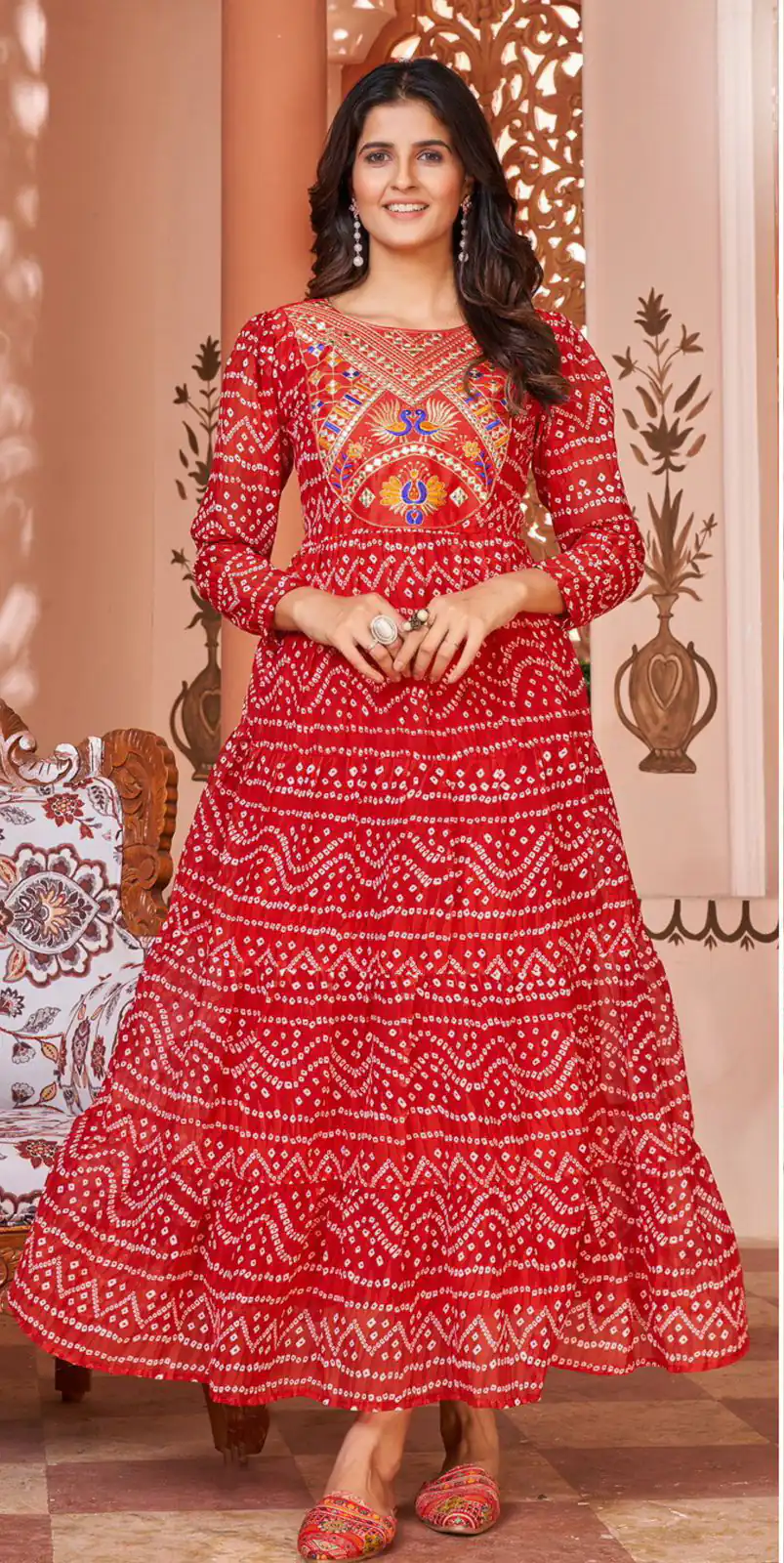 INLI Lehariya Red Color Heavy Georgette Printed Embroidery Work Gown Casual, Wedding, Party, Festive, Events Etc. Expected Delivery 4-6 Working Days @1599 / | Gowns, Bollywood Gowns, Creative Gowns, Designer Gowns, Embroidered Gowns, Party Wear Gowns