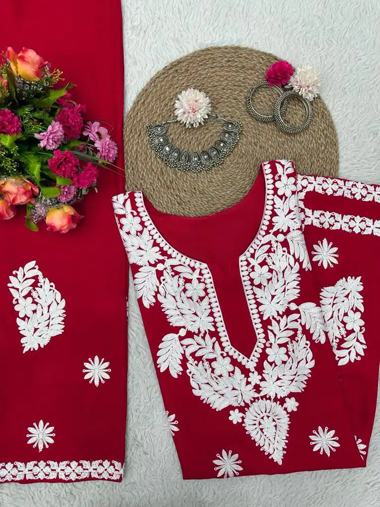 KD 1382 Red Heavy Rayon Chain-Stitch Sequence Salwar Suit Casual, Party, Wedding, Festive, Events Etc.  Expected Delivery 4-6 Working Days @1699/- | Salwar suit, Designer Suits, Casual Suits, Creative suits, Palazzo Suits, Party Wear Suits, Patiala Suits, Straight Suits