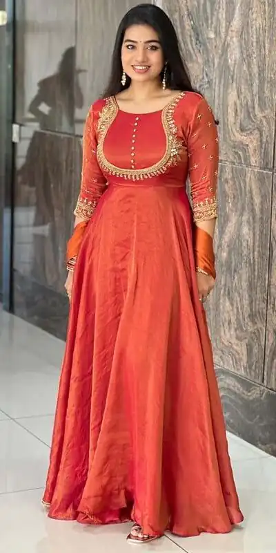 RTC 5688 Orange Color Soft silk thread and Sequence Anarkali Suit Casual, Wedding, Festive, Events Etc. Expected Delivery 4-6 Working Days @1949/- | Anarkali Suits, Bollywood Anarkali, Creative-Anarkali, Designer Anarkali, Embroidered Anarkali, Party Wear Anarkali