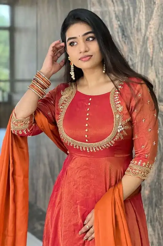 RTC 5688 Orange Color Soft silk thread and Sequence Anarkali Suit Casual, Wedding, Festive, Events Etc. Expected Delivery 4-6 Working Days @1949/- | Anarkali Suits, Bollywood Anarkali, Creative-Anarkali, Designer Anarkali, Embroidered Anarkali, Party Wear Anarkali