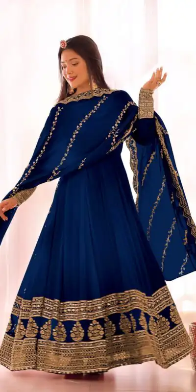 SRK 5125 Blue Color Faux Georgette Silk Embroidery Salwar Suit Wedding, Party, Festive, Events Expected Delivery 4-6 Working Days @ 2099/- | Jump Suits, Salwar suit, Designer Suits, Casual Suits, Creative suits, Palazzo Suits, Party Wear Suits, Patiala Suits, Straight Suits