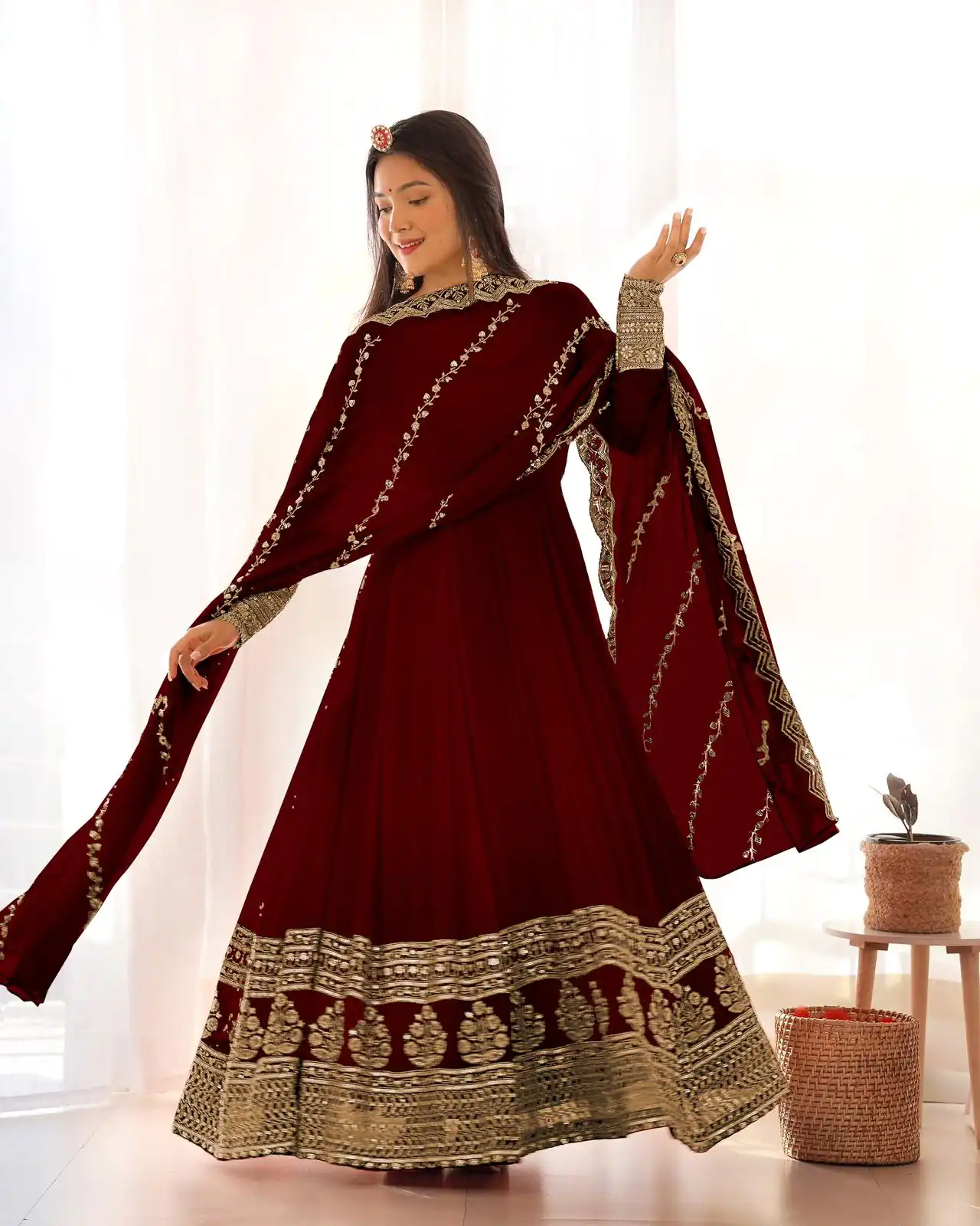 SRK 5125 Wine Color Faux Georgette Silk Embroidery Salwar Suit Wedding, Party, Festive, Events Expected Delivery 4-6 Working Days @ 2099/- | Jump Suits, Salwar suit, Designer Suits, Casual Suits, Creative suits, Palazzo Suits, Party Wear Suits, Patiala Suits, Straight Suits