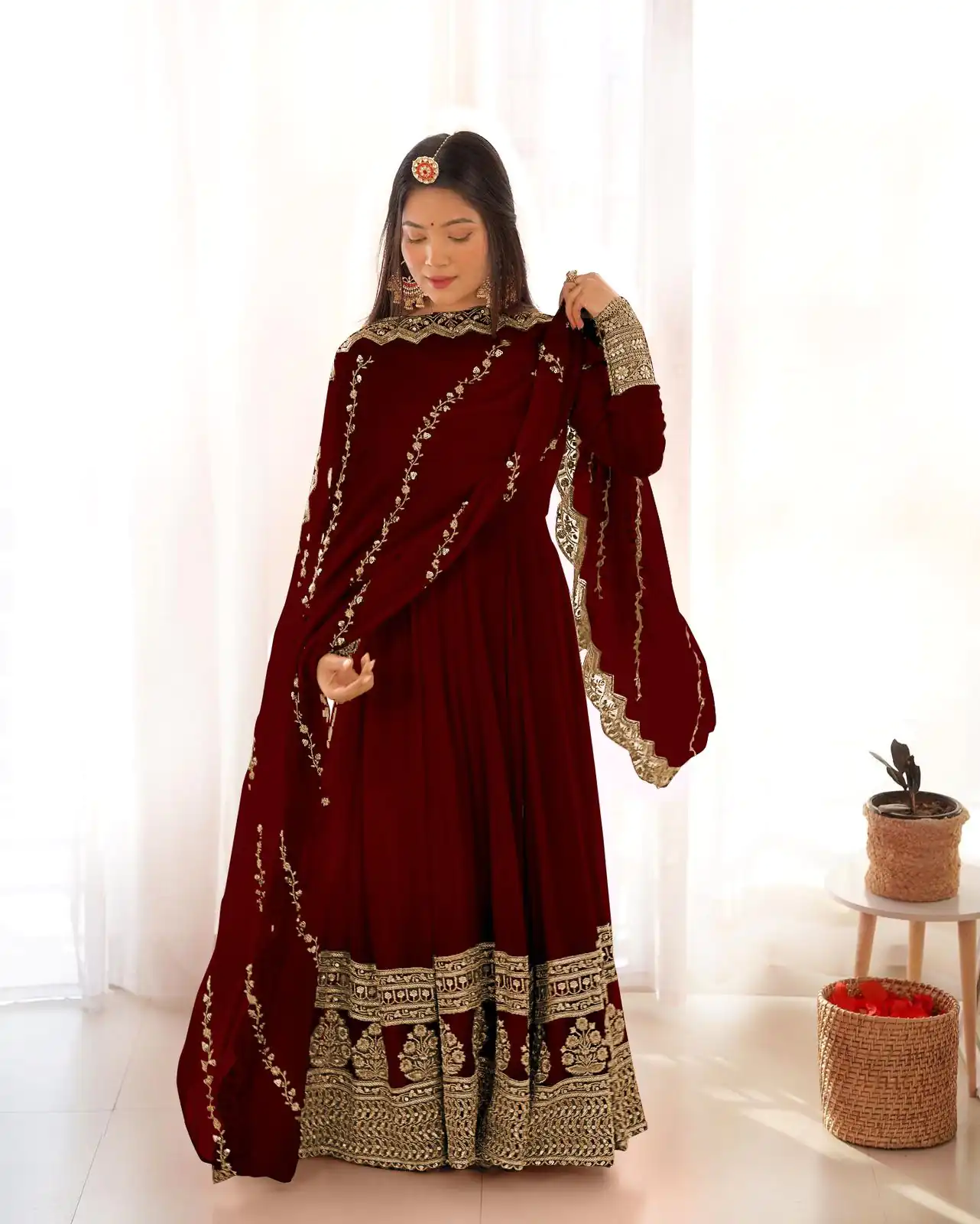 SRK 5125 Wine Color Faux Georgette Silk Embroidery Salwar Suit Wedding, Party, Festive, Events Expected Delivery 4-6 Working Days @ 2099/- | Jump Suits, Salwar suit, Designer Suits, Casual Suits, Creative suits, Palazzo Suits, Party Wear Suits, Patiala Suits, Straight Suits