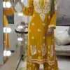 Sublime Yellow Color Rayon Chain-Stitch Sequence Salwar Suit