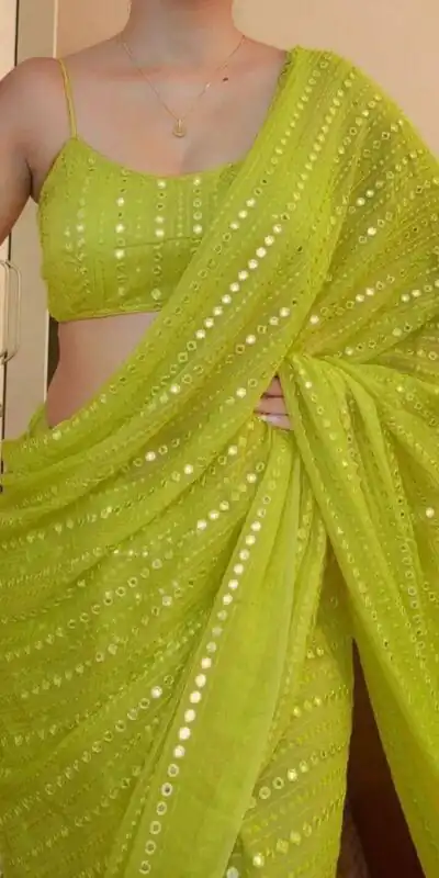 ST 395 Green Color Faux Georgette Embroidery Cotton Thread Saree Casual, Wedding, Party, Festive, Events Etc. Expected Delivery 4-6 Working Days @1849/- | Sarees, Bollywood Sarees, Creative Sarees, Designer Sarees, Embroidered Sarees, Ethnic Saree, Modern Digital sarees, Party Wear Sarees