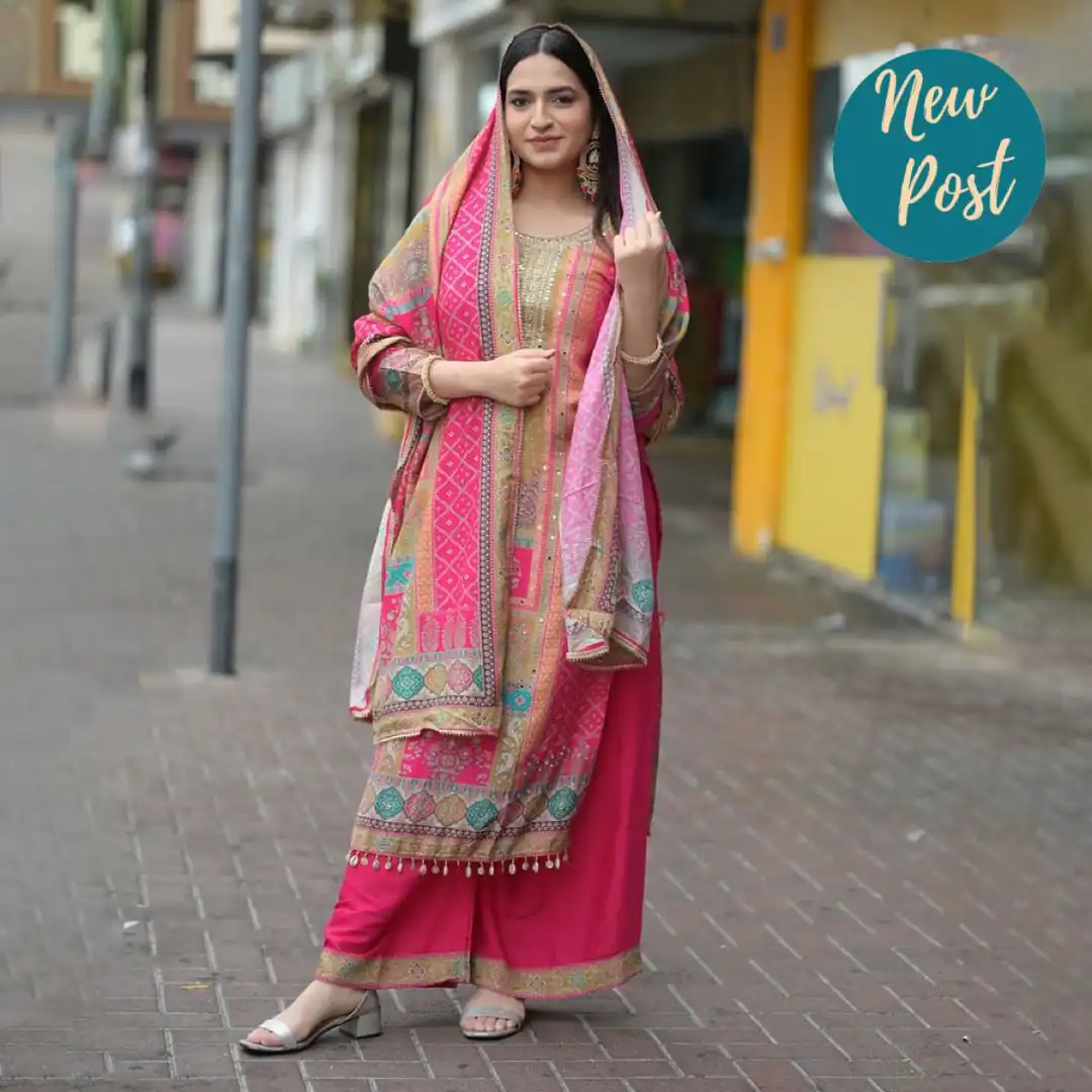 LG-1834 Pink Color Maslin Embroidery Printed Mirror Salwar Suit Casual, Wedding, Festive, Events Expected Delivery 4-6 Working Days @1899/- | Jump Suits, Salwar suit, Designer Suits, Casual Suits, Creative suits, Palazzo Suits, Party Wear Suits, Patiala Suits, Straight Suits