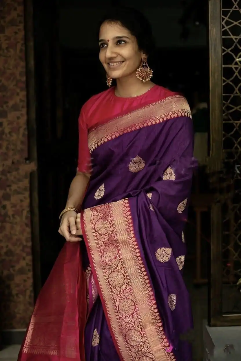 KP 2074 Purple Color Soft Lichi Silk Cloth Rich Pallu Work Saree Casual, Party Wear, Wedding, Events Etc.   Expected Delivery 4-6 Working Days @ 1449/- | Sarees, Bollywood Sarees, Creative Sarees, Designer Sarees, Embroidered Sarees, Ethnic Saree, Modern Digital sarees, Party Wear Sarees