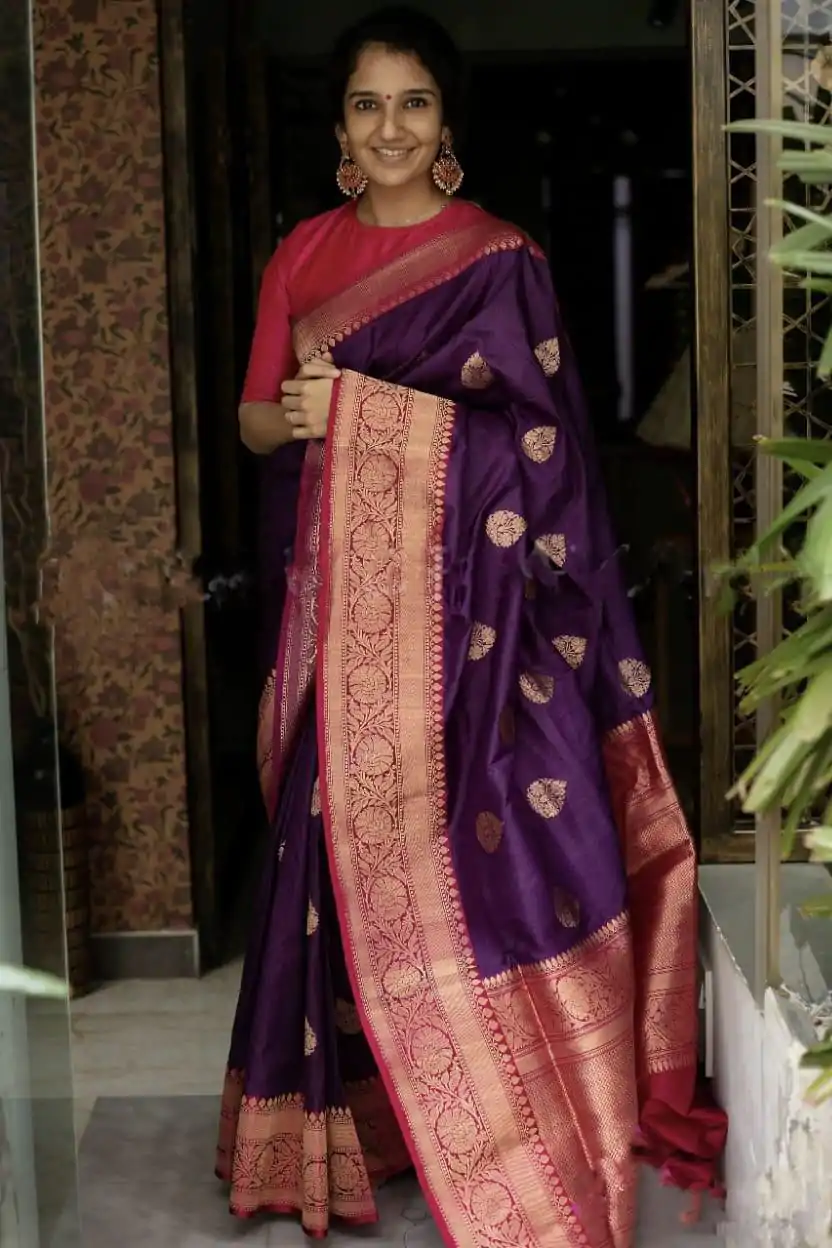 KP 2074 Purple Color Soft Lichi Silk Cloth Rich Pallu Work Saree Casual, Party Wear, Wedding, Events Etc.   Expected Delivery 4-6 Working Days @ 1449/- | Sarees, Bollywood Sarees, Creative Sarees, Designer Sarees, Embroidered Sarees, Ethnic Saree, Modern Digital sarees, Party Wear Sarees
