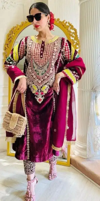 KT 300 Purple Color Velvet Coadding Sequence Work Salwar Suit Casual, Party Wear, Wedding Expected Delivery 4-6 Working Days@2049/ | Jump Suits, Salwar suit, Designer Suits, Casual Suits, Creative suits, Palazzo Suits, Party Wear Suits, Patiala Suits, Straight Suits