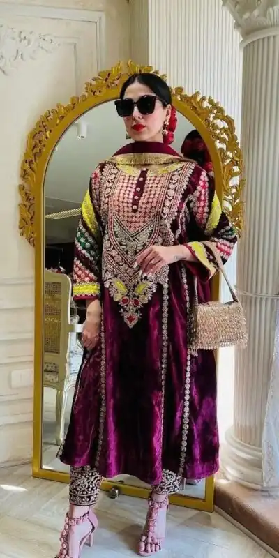 KT 300 Purple Color Velvet Coadding Sequence Work Salwar Suit Casual, Party Wear, Wedding Expected Delivery 4-6 Working Days@2049/ | Jump Suits, Salwar suit, Designer Suits, Casual Suits, Creative suits, Palazzo Suits, Party Wear Suits, Patiala Suits, Straight Suits