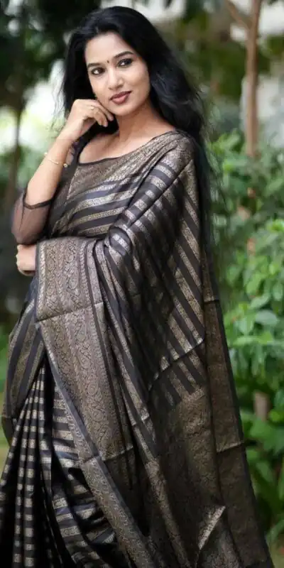 KP 4085 Black Color Soft Lichi Silk Jacquard On All Over Saree Casual, Party Wear, Wedding, Events Etc. Expected Delivery 4-6 Working Days @1399/- | Sarees, Bollywood Sarees, Creative Sarees, Designer Sarees, Embroidered Sarees, Ethnic Saree, Modern Digital sarees, Party Wear Sarees