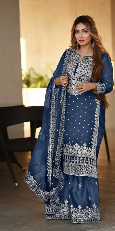 SSR 449 Blue Georgette Embroidery Sequence Salwar Suit Wedding, Party, Festive, Events Expected Delivery 4-6 Working Days @ 2049/- Only | Salwar suit, Designer Suits, Casual Suits, Creative suits, Party Wear Suits, Straight Suits
