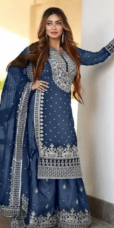 SSR 449 Blue Georgette Embroidery Sequence Salwar Suit Wedding, Party, Festive, Events Expected Delivery 4-6 Working Days @ 2049/- Only | Salwar suit, Designer Suits, Casual Suits, Creative suits, Party Wear Suits, Straight Suits