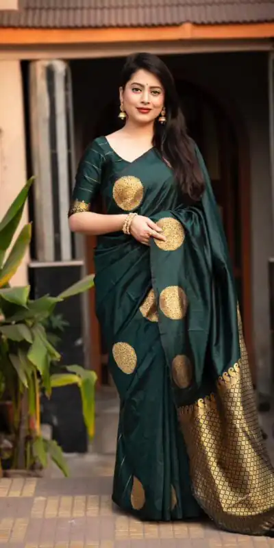 KP 5062 Bottle Green Color Soft Lichi Silk Cloth Rich Pallu Saree Casual, Party Wear, Wedding, Events Etc.   Expected Delivery 4-6 Working Days @ 1299/- | Sarees, Bollywood Sarees, Creative Sarees, Designer Sarees, Embroidered Sarees, Ethnic Saree, Modern Digital sarees, Party Wear Sarees