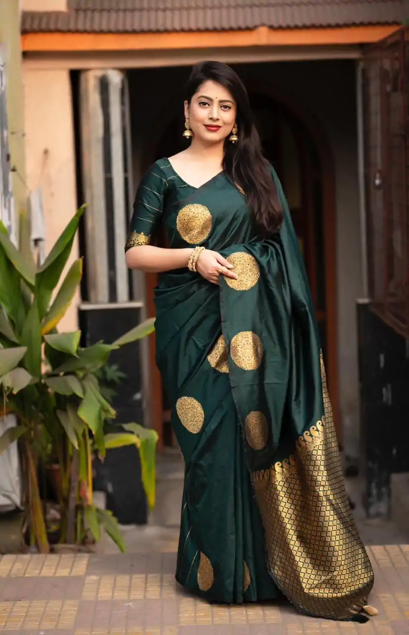 KP 5062 Bottle Green Color Soft Lichi Silk Cloth Rich Pallu Saree Casual, Party Wear, Wedding, Events Etc.   Expected Delivery 4-6 Working Days @ 1299/- | Sarees, Bollywood Sarees, Creative Sarees, Designer Sarees, Embroidered Sarees, Ethnic Saree, Modern Digital sarees, Party Wear Sarees