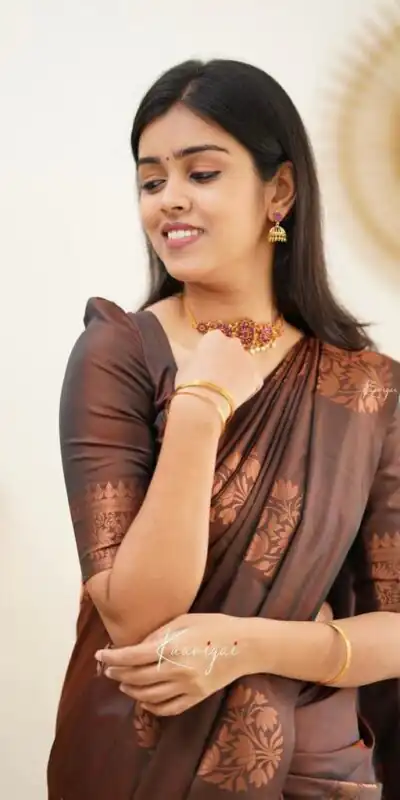 KP 4064 Coffee Color Soft Lichi Silk Jacquard On All Over Saree Casual, Party Wear, Wedding, Events Etc. Expected Delivery 4-6 Working Days @1249/- | Sarees, Bollywood Sarees, Creative Sarees, Designer Sarees, Embroidered Sarees, Ethnic Saree, Modern Digital sarees, Party Wear Sarees