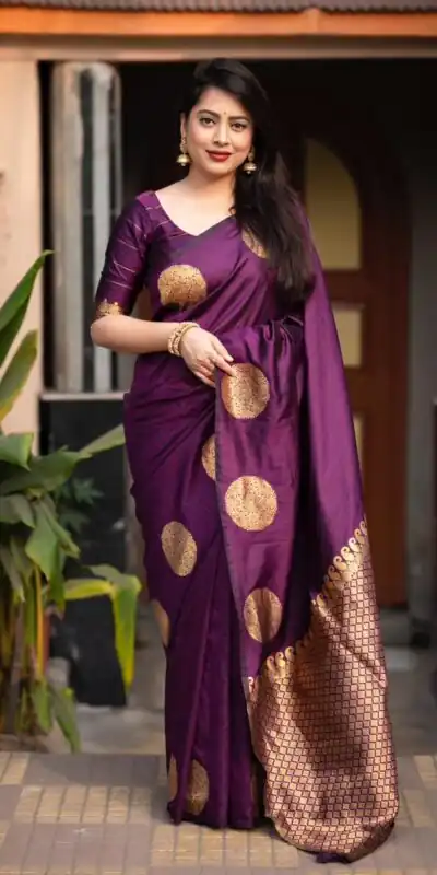 KP 5062 Dark Purple Color Soft Lichi Silk Jacquard On All Over Saree Casual, Party Wear, Wedding, Events Etc. Expected Delivery 4-6 Working Days @1299/- | Sarees, Bollywood Sarees, Creative Sarees, Designer Sarees, Embroidered Sarees, Ethnic Saree, Modern Digital sarees, Party Wear Sarees