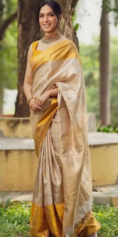 KP 5068 Golden Color Soft Lichi Silk Cloth Beautiful Rich Pallu Saree Casual, Party, Wedding, Festive, Events Etc.  Expected Delivery  4-6 Working Days @1449/ | Sarees, Bollywood Sarees, Creative Sarees, Designer Sarees, Embroidered Sarees, Ethnic Saree, Modern Digital sarees, Party Wear Sarees