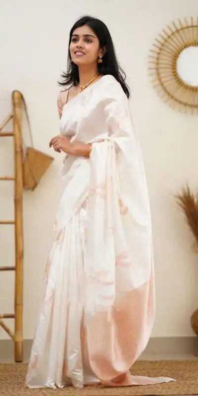 KP 4091 Off White Color Soft Lichi Silk Cloth Rich Pallu All Over Saree Events Casual, Wedding, Festive, Events . Expected Delivery  4-6 Working Days @1249/- | Sarees, Bollywood Sarees, Creative Sarees, Designer Sarees, Embroidered Sarees, Ethnic Saree, Modern Digital sarees, Party Wear Sarees