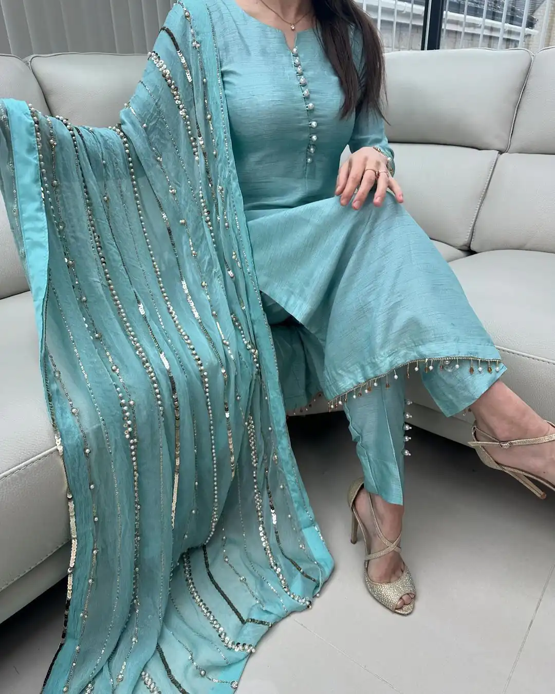SRK 5161 Blue Color Chinnon Silk Embroidery Coding Dori Salwar Suit Wedding, Party, Festive, Events Expected Delivery 4-6 Working Days @ 1899/- | Jump Suits, Salwar suit, Designer Suits, Casual Suits, Creative suits, Palazzo Suits, Party Wear Suits, Patiala Suits, Straight Suits
