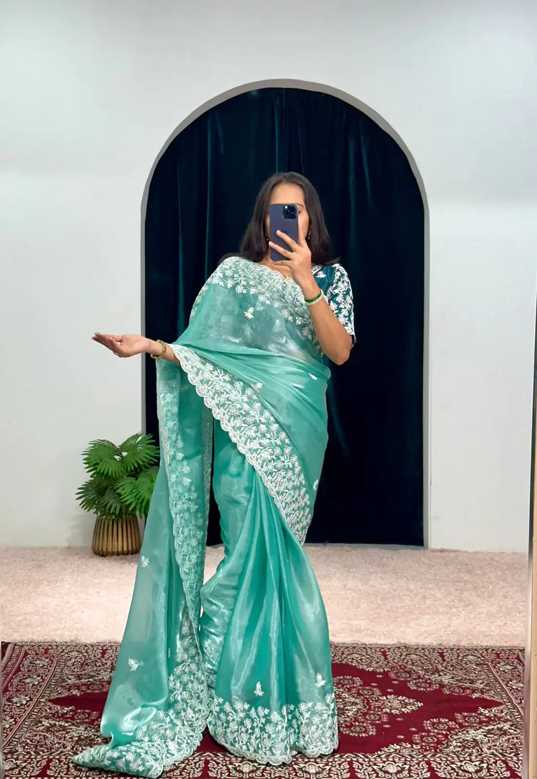 ST 471 Blue Color Burberry With Blooming Embroidery Saree Casual, Wedding, Party, Festive, Events Etc. Expected Delivery 4-6 Working Days @1999/- | Sarees, Bollywood Sarees, Creative Sarees, Designer Sarees, Embroidered Sarees, Ethnic Saree, Modern Digital sarees, Party Wear Sarees